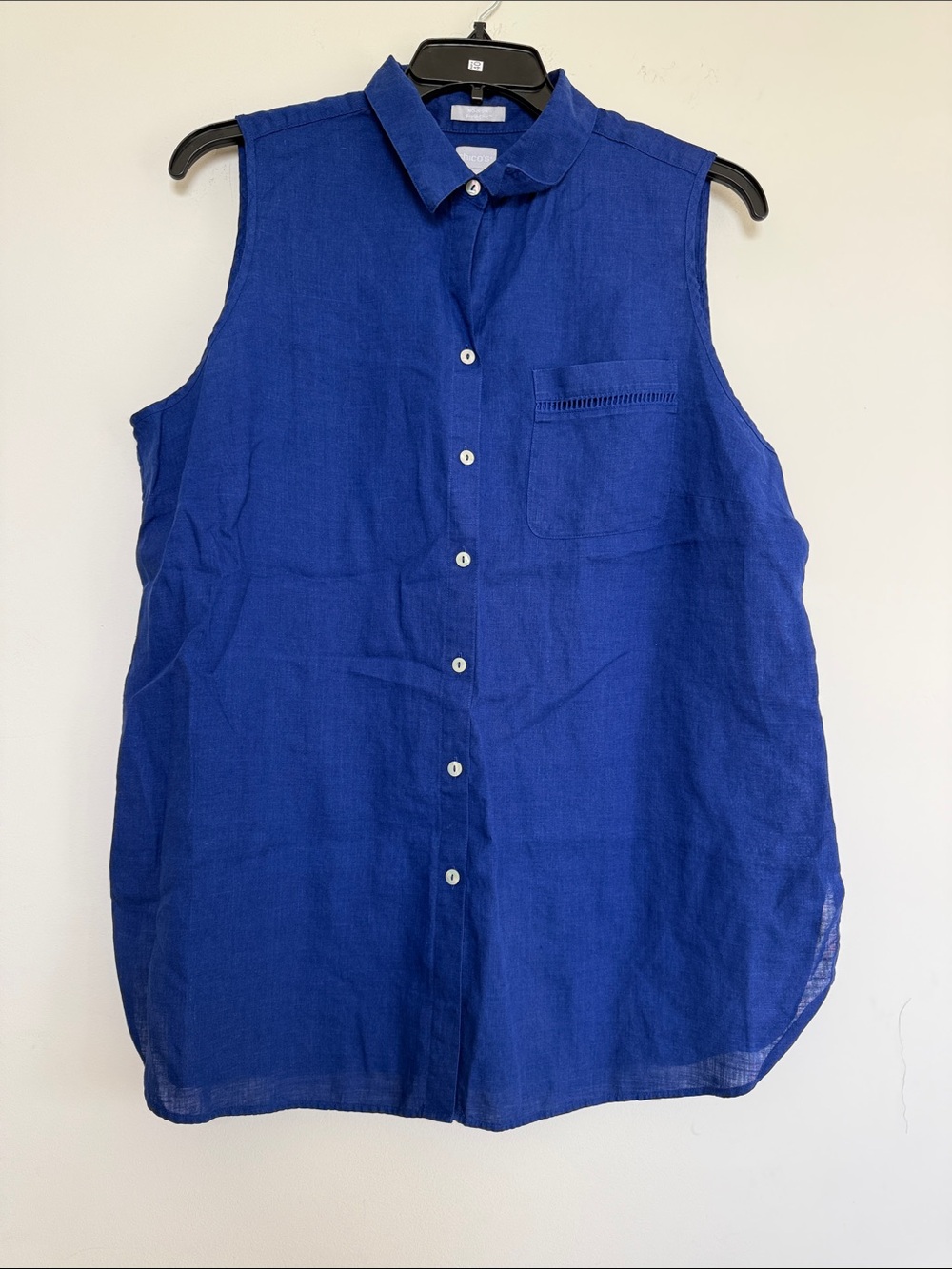 Chico's Sleeveless Button-Front Top in Royal Blue - Picture 2 of 8